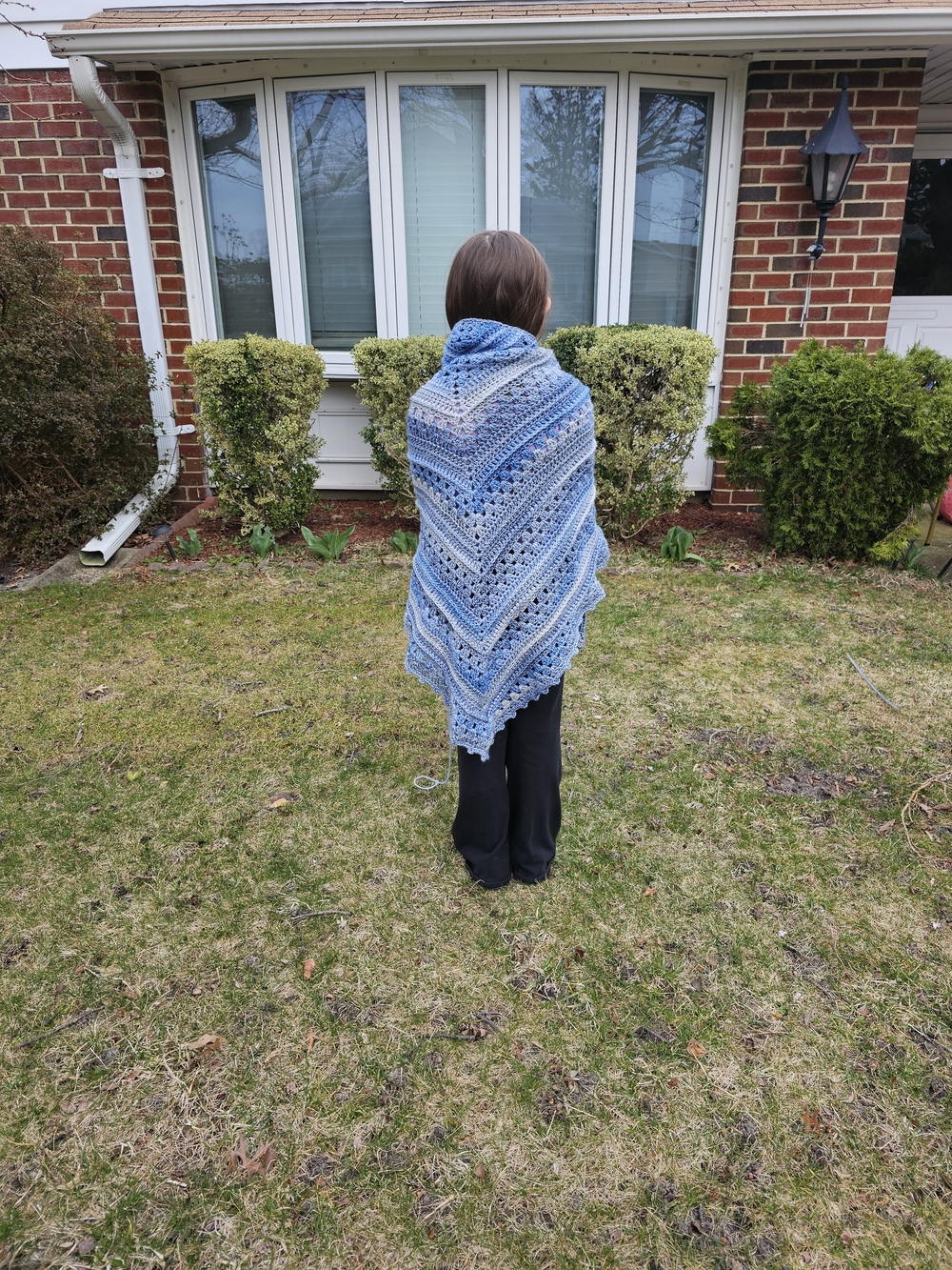 Handcrafted Light Blue Crochet Shawl